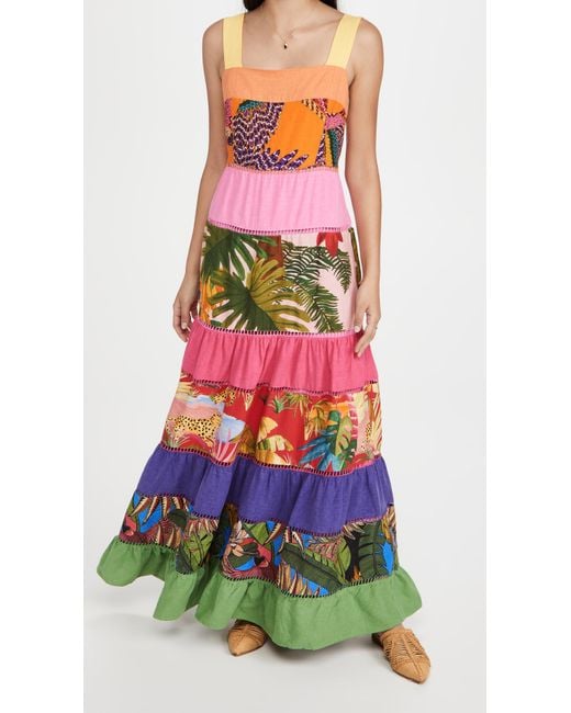 Farm Rio Multicolor Rainbow Mixed Prints Maxi Dress
