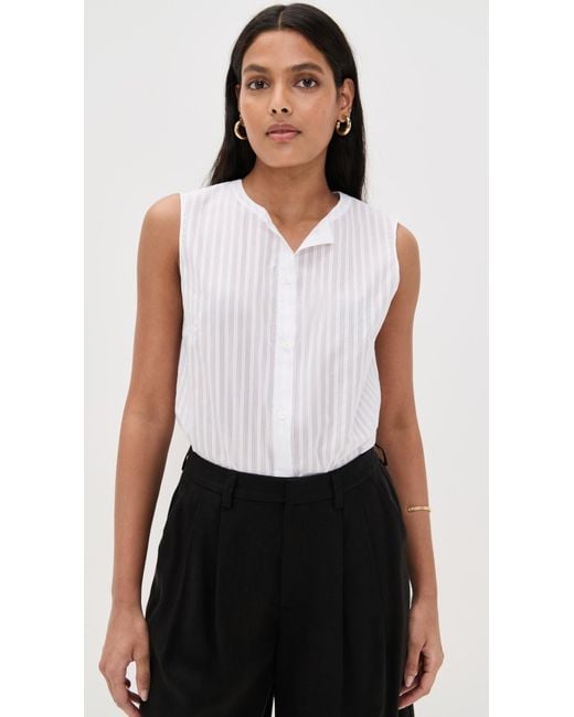 Theory White Sleeveless Button Down Shell