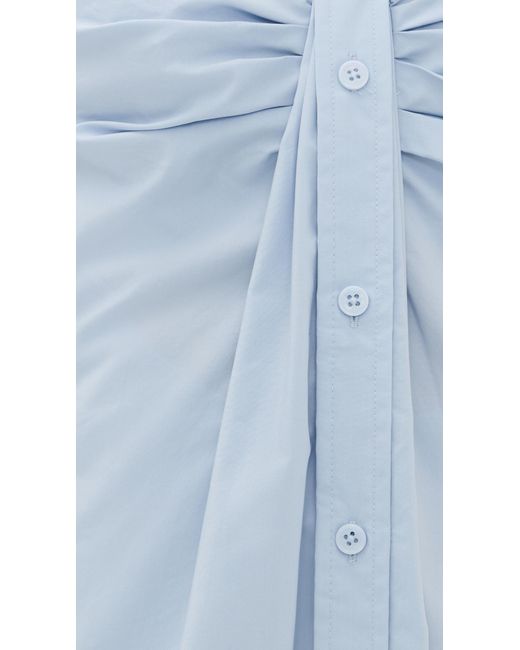 Jonathan Simkhai Blue Kendall Twisted Button Front Dress