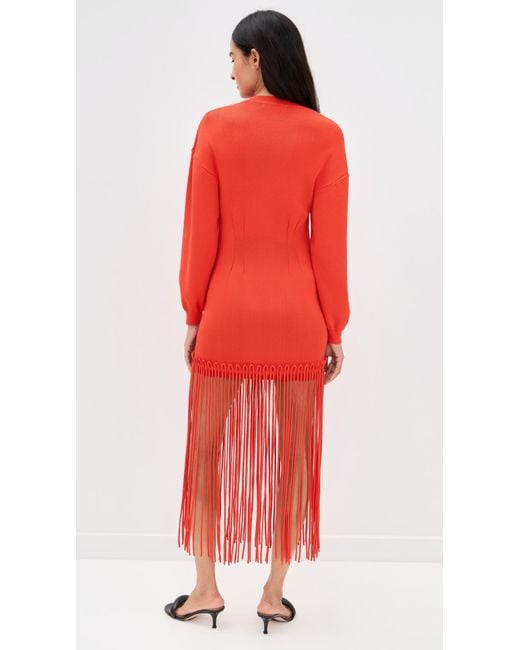 simon miller red fringe dress Simon Miller Wallis Knit Fringe Dress in Red