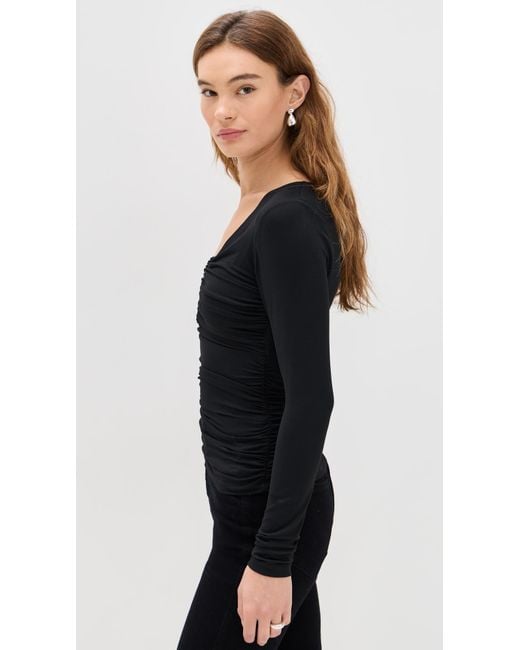 Susana Monaco Black V Neck Long Sleeve Top