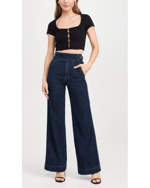 Joe's Jeans Blue The Double Buckle Wide Leg Sailor Pants