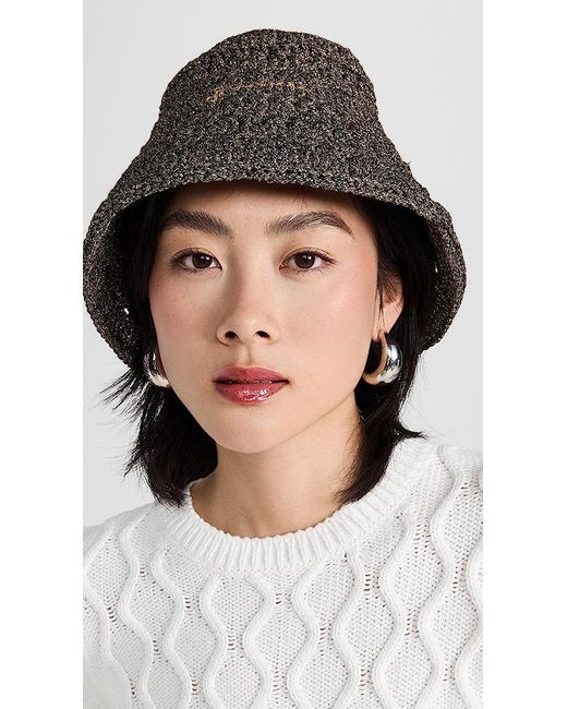Ganni Cotton Crochet Bucket Hat in Black | Lyst