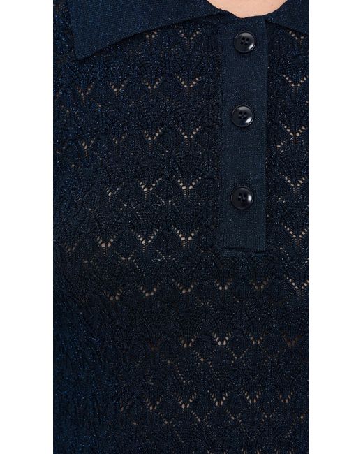 Sea Blue Ruby Knit Long Sleeve Polo