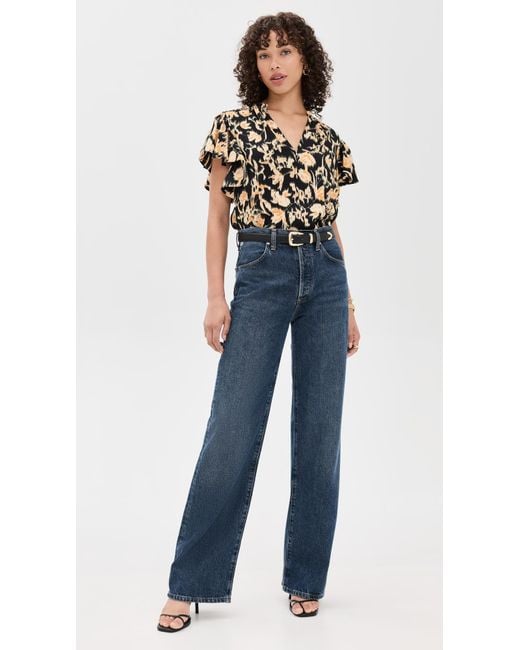 Ulla Johnson Black Lilo Flutter Sleeve Blouse