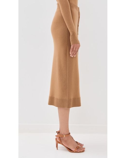 Victoria Beckham Natural Button Detail Midi Skirt