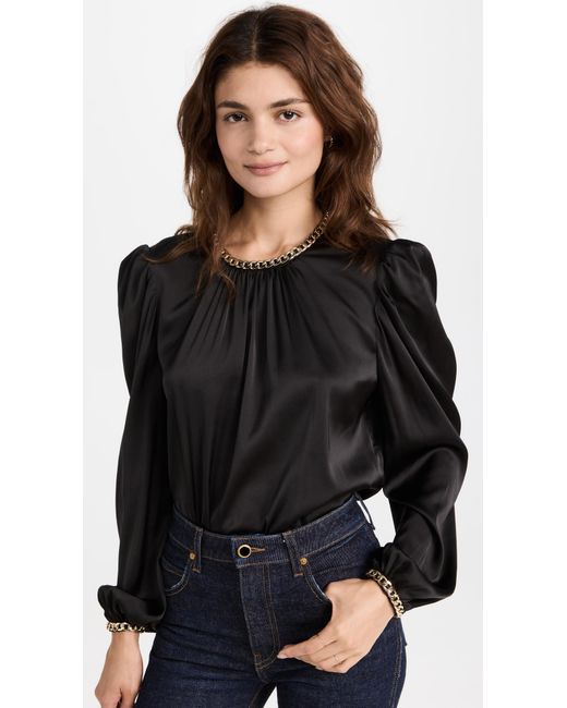 Generation Love Satin Perry Chain Blouse in Black | Lyst