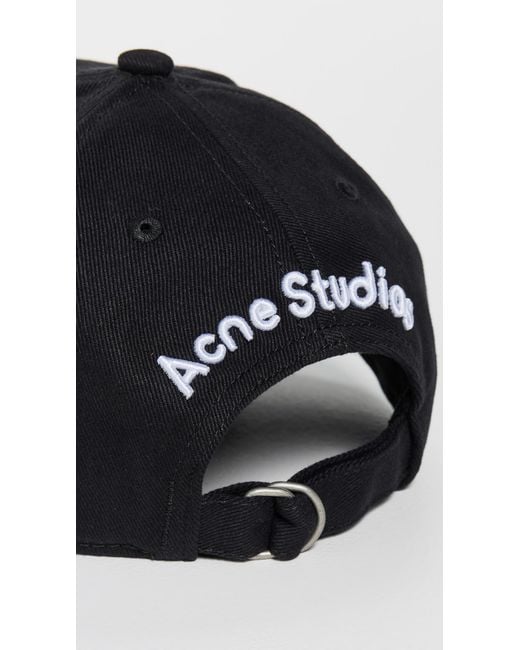 Acne Black Carliy Back Logo Hat for men