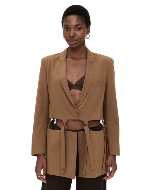 MEIMEIJ Brown Cutout Blazer