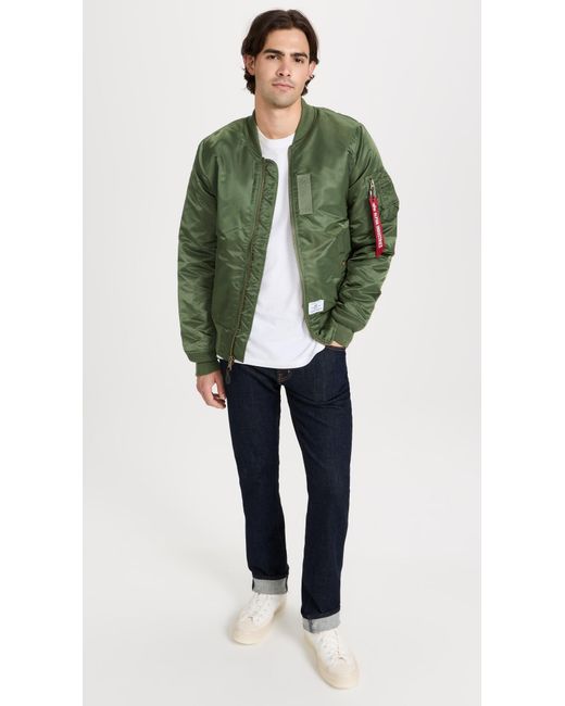 Alpha Industries Green Apha Industries Ma-1 Mod Bomber Fight Jacket for men