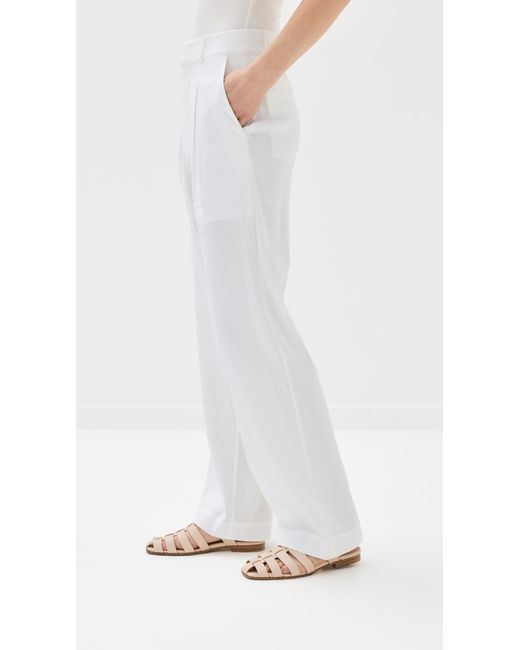 Jenni Kayne White Linen Blend Relaxed Trousers