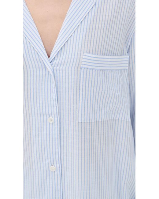 Eberjey White Nautico Long Pajama Set