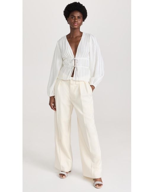 Wayf White Tie Front Blouse