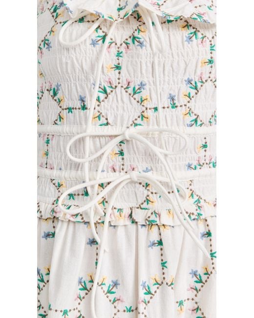 Damson Madder White Heidi Embroidered Midi Dress 1