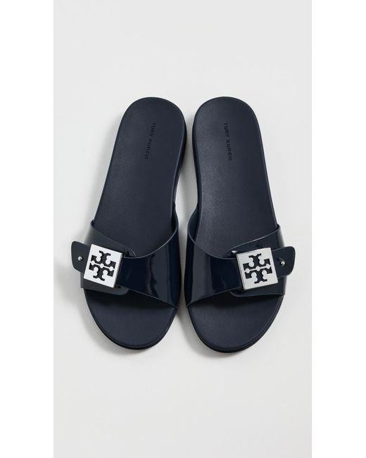 Tory Burch Blue Buckle Slides
