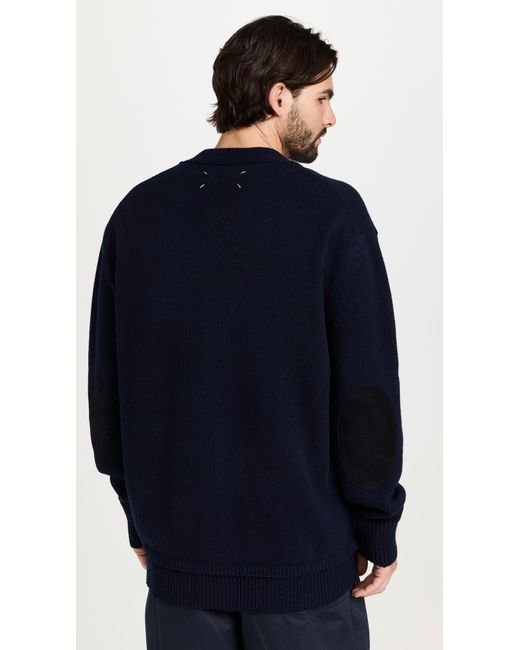 Maison Margiela Elbow Patch Cardigan in Blue for Men | Lyst