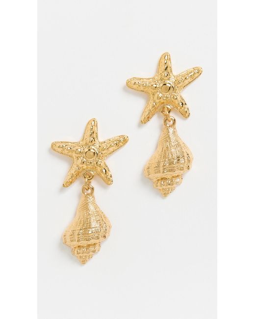 Mayamar Metallic Starfish Seashell Earrings
