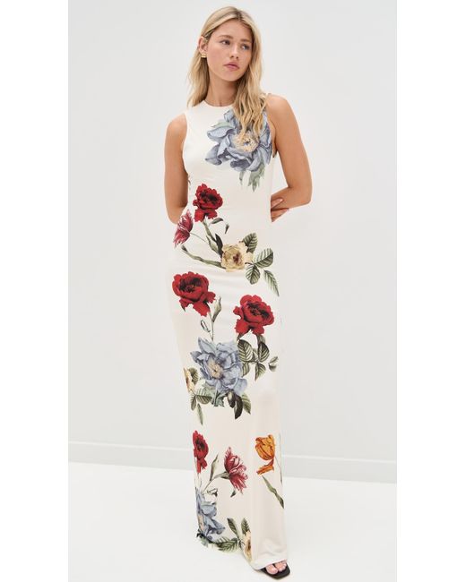 Alice + Olivia White Delora Open Back Maxi Dress