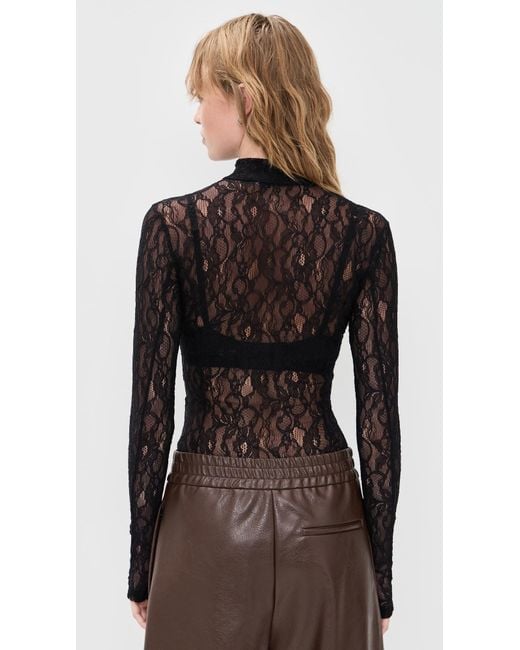 MSGM Black Lace Thong Bodysuit