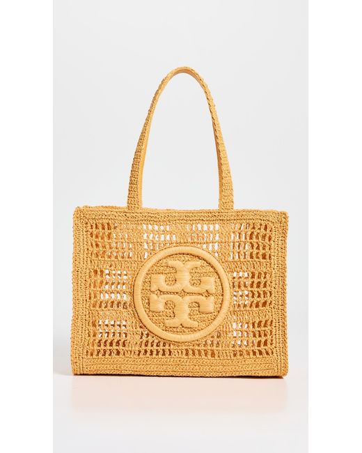 Tory Burch Orange Ella Hand Crocheted Small Tote