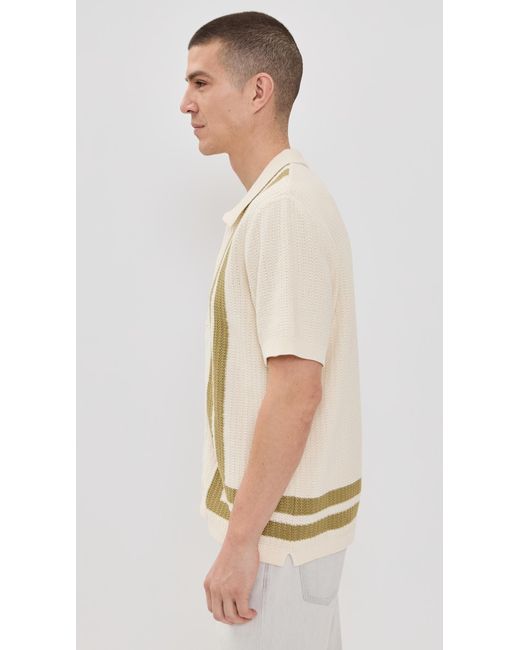NN07 Natural Ares Knit Button Down Polo for men