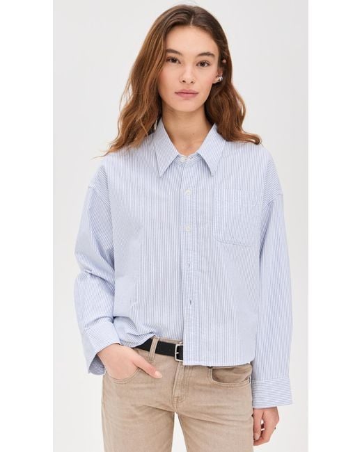 Denimist White Cropped Button Front Shirt