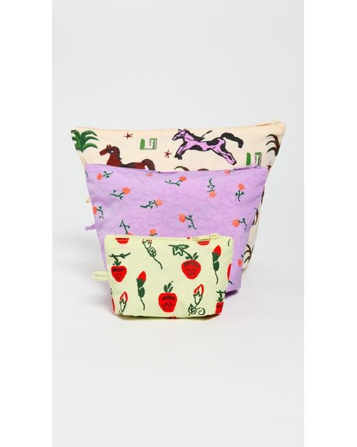Baggu Pink Go Pouch Set