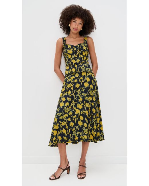 Ulla Johnson Green Vivi Sweetheart Neckline Midi Dress