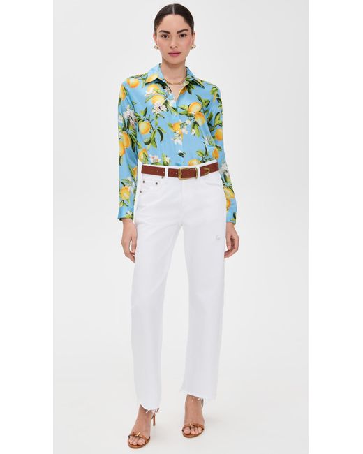 L'Agence Blue Tyler Silk Blouse