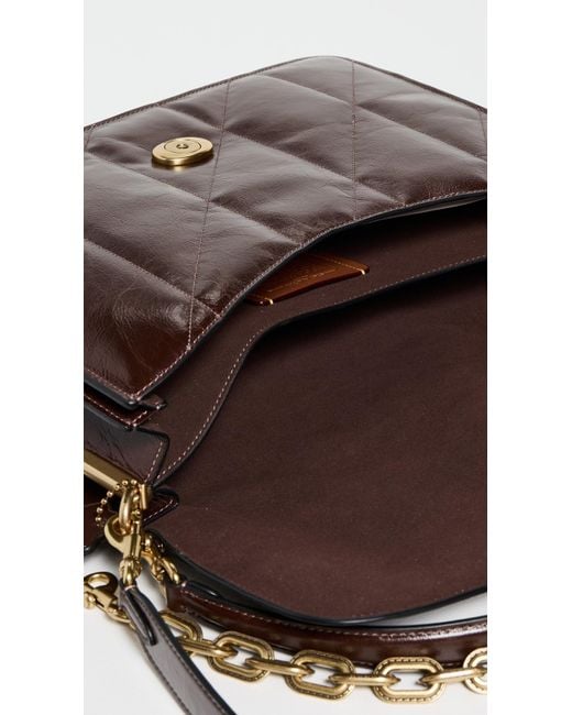 COACH Brown Quilted Glazed Leather Chain Tabby Shoulder Bag