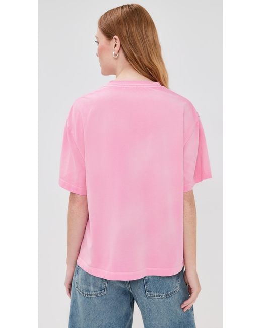 The Elder Statesman Pink Sunbleached Oversized Tee