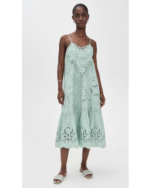 Sea Green Iyla Soutache Slip Midi Dress