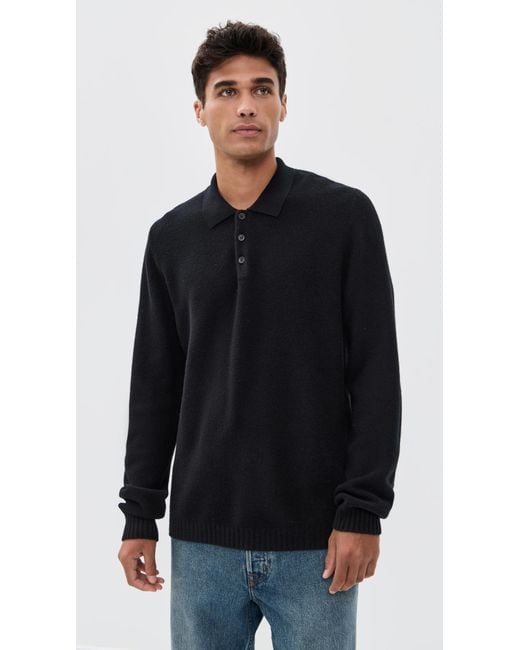 Taylor Stitch Black The Newton Sweater Polo for men