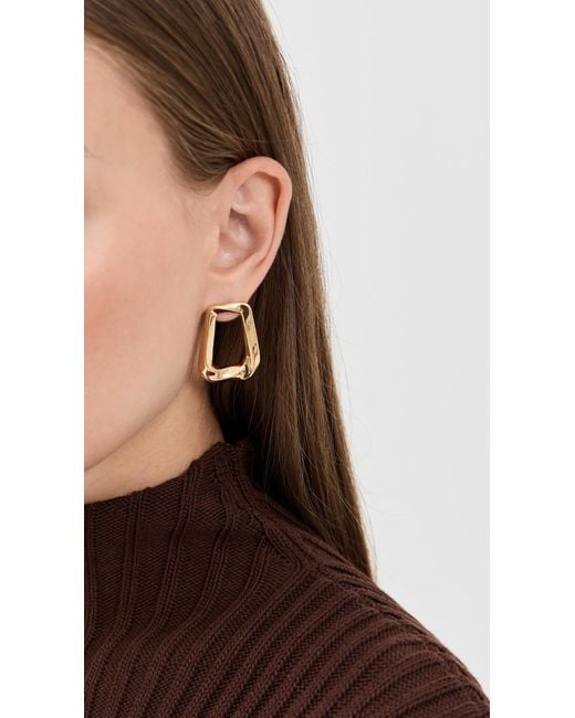 By Adina Eden Metallic Solid Open Curved Rectangular Stud Earrings