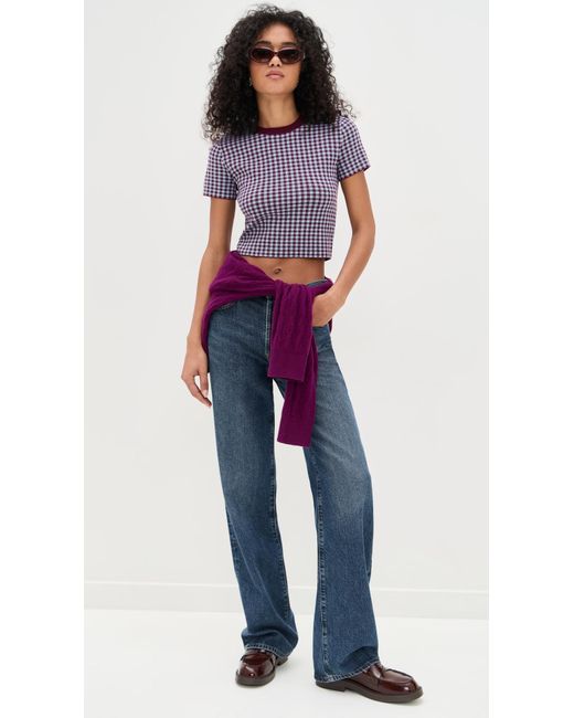 Le Bos Multicolor Gingham Knit Tee