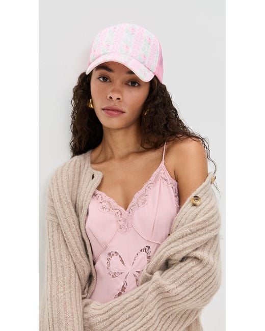 LoveShackFancy Pink Joni Trucker Hat