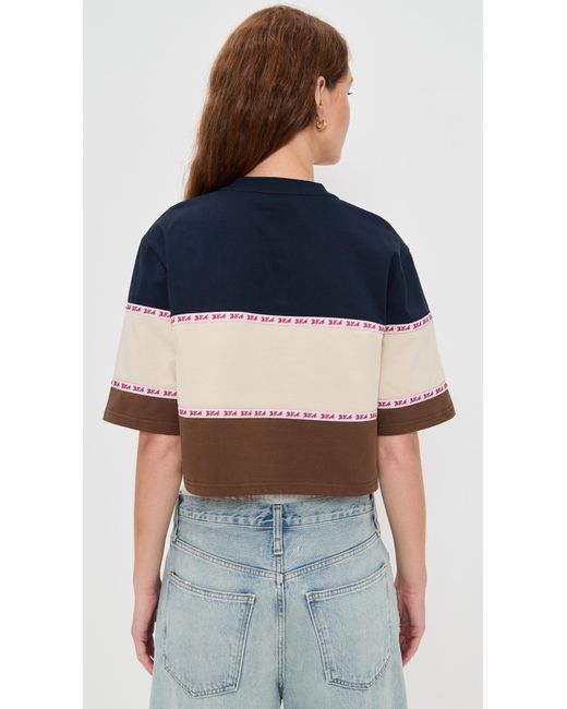 Sea Finnley Football Graphic Cropped T-Shirt in Blue | Lyst