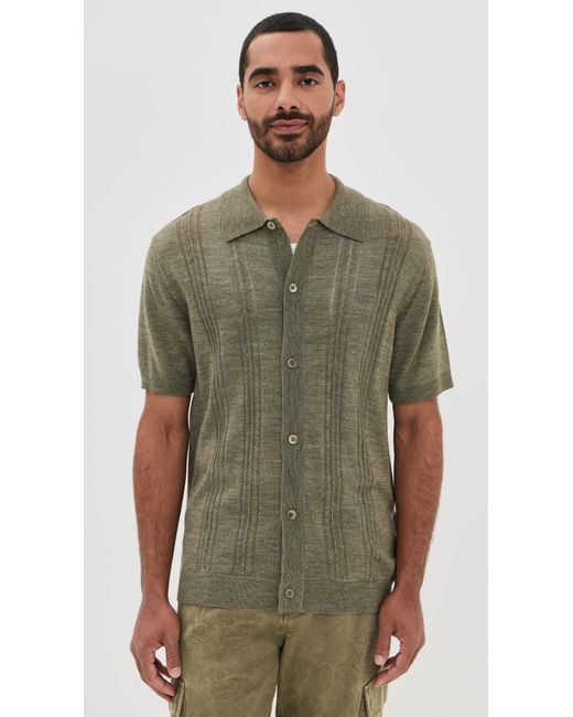 NN07 Green Thor Button Down Sweater Polo for men