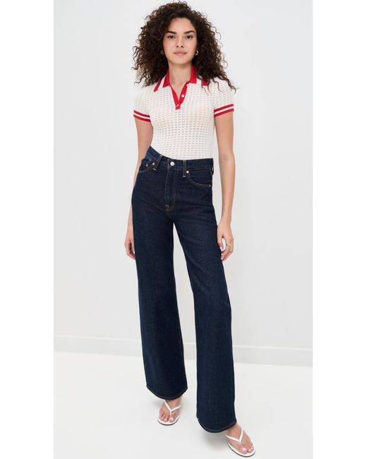 Alice + Olivia White Martha Pointelle Polo