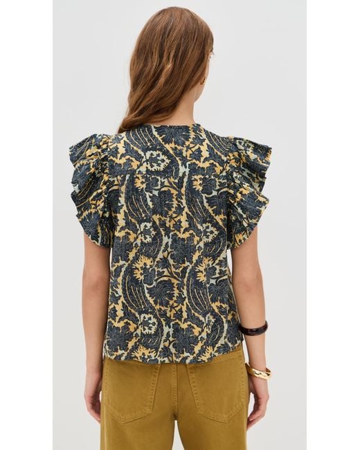 Ulla Johnson Black Sienna Flutter Sleeve Top
