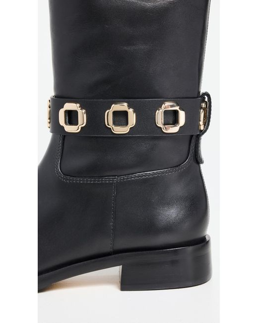 Larroude Black Milan Flat Riding Boots