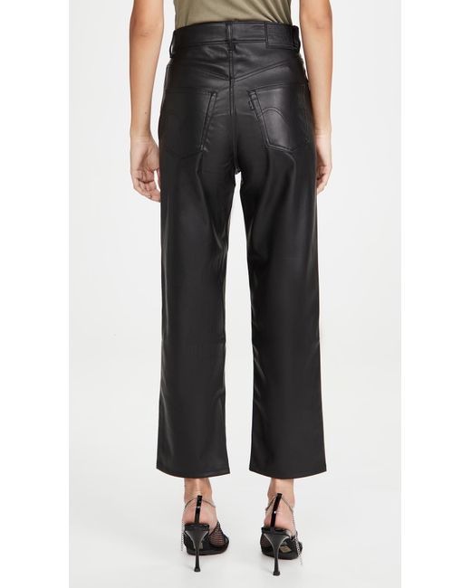 levi's women's faux leather rib cage straight pants