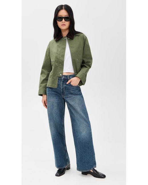 ALIGNE Green Madi Contrast Collar Jacket