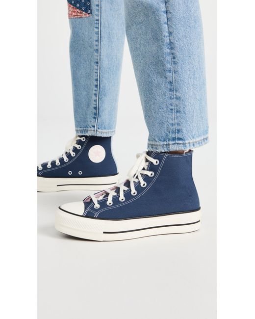 Converse Chuck Taylor All Star Lift Platform Denim Fashion Sneakers in Blue  | Lyst