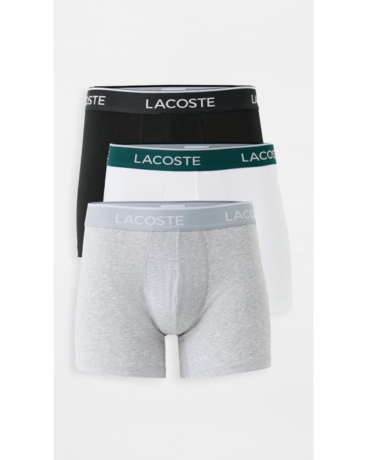 Lacoste Black Cotton Stretch Jersey Boxer Briefs 3 Pack for men