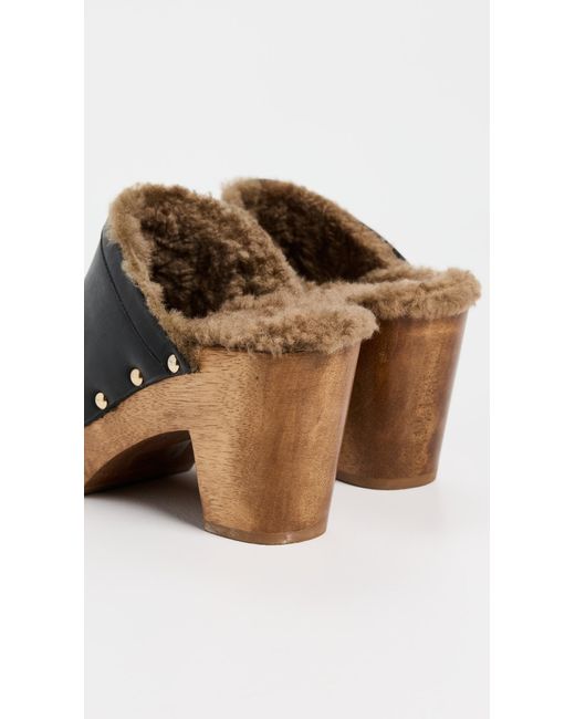 Beek Black Woodpecker Shearling Clogs