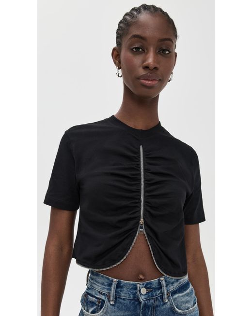 MSGM Black Zipper Tee