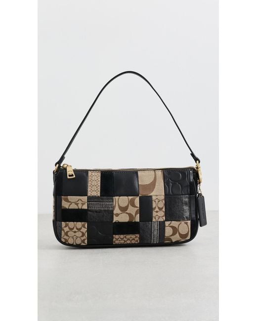 COACH Black Patchwork Leather Plaza Bag