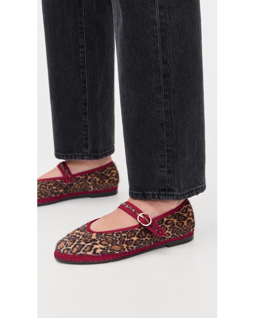 Flabelus Red Pierre Leopard Mary Jane Flats