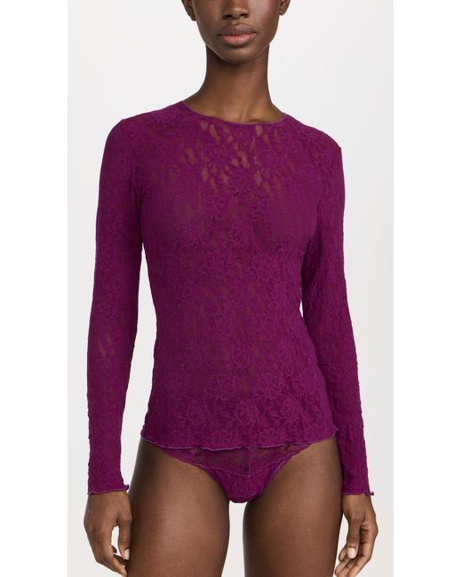 Hanky Panky Purple Signature Lace Long Sleeve Top